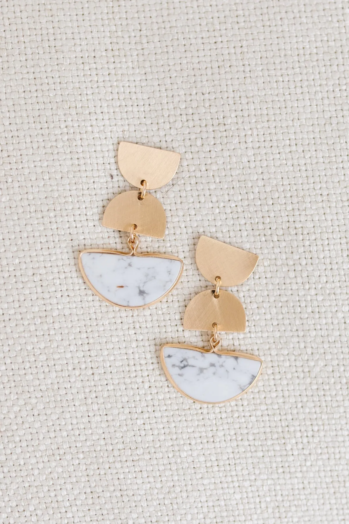 Half Moon Modern Stone Earrings in White