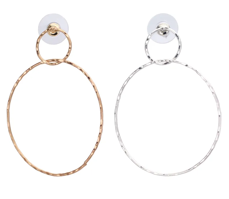 Hammered Double Hoop Earrings