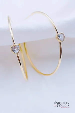 Heart Crystal Gold-Plated Hoop