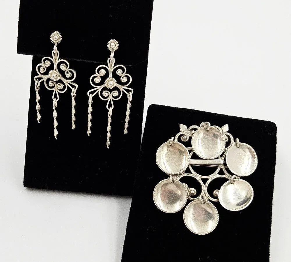 Holmsen Norne 830S Brooch KAR Rasmussen 925 Earrings Sølje Set C. 1940s