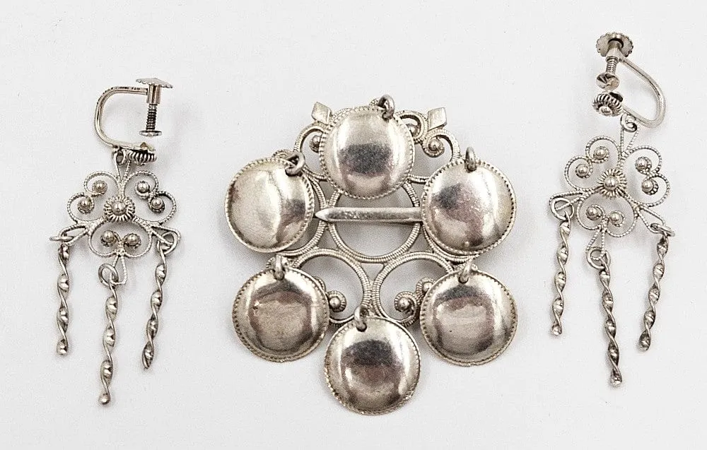 Holmsen Norne 830S Brooch KAR Rasmussen 925 Earrings Sølje Set C. 1940s