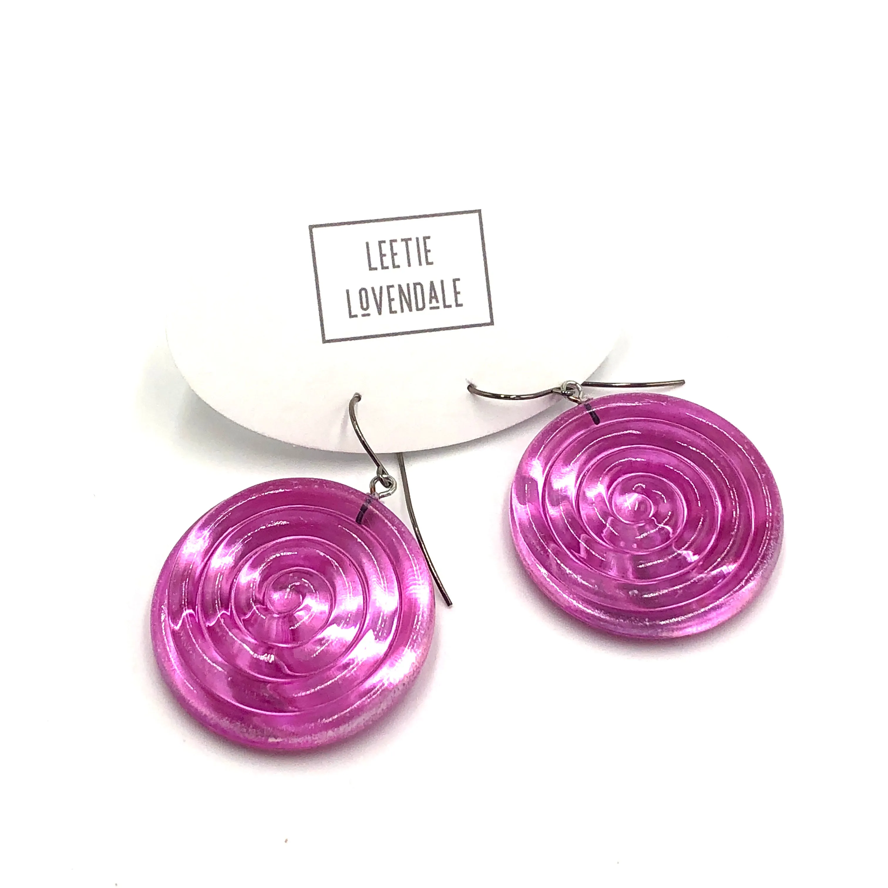 Hot Pink & Glow Spiral Drop Earrings