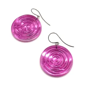 Hot Pink & Glow Spiral Drop Earrings