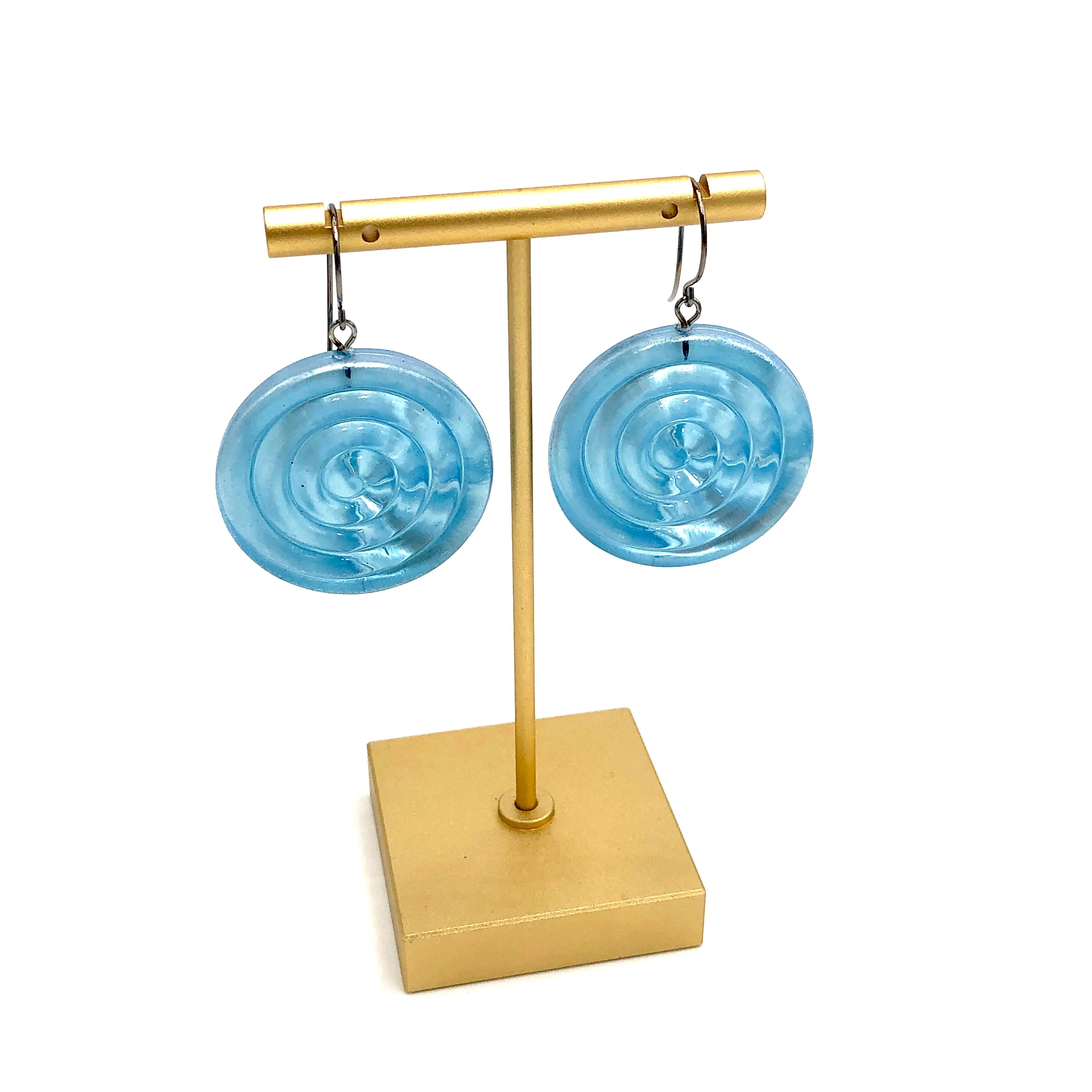 Ice Blue & Glow Spiral Drop Earrings