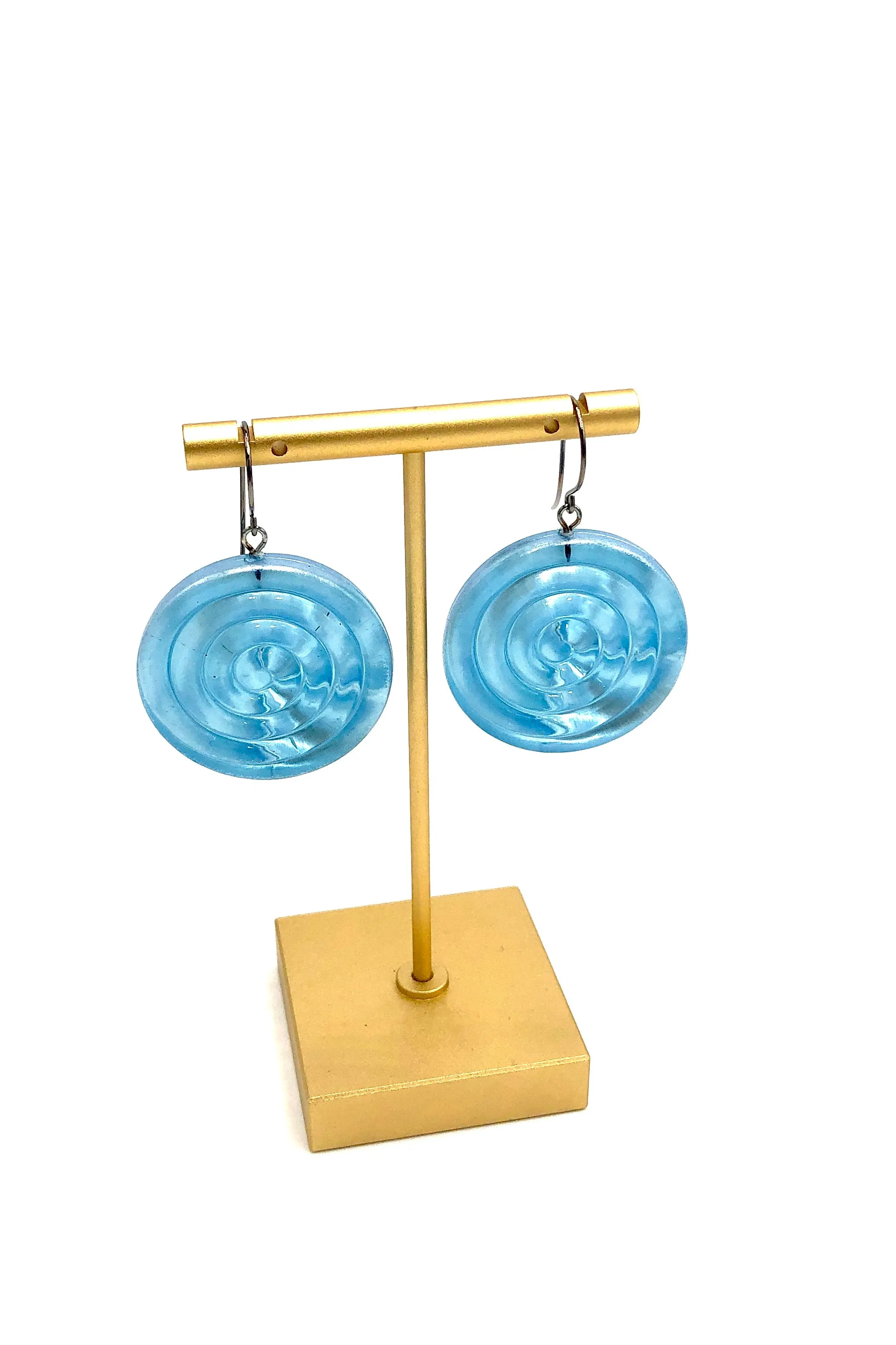 Ice Blue & Glow Spiral Drop Earrings