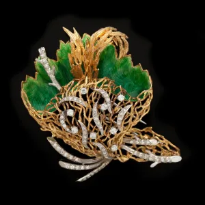 Italian Vintage Branches & Leaves 18Kt Gold Brooch