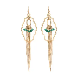 Joanna Cluster Bead Fringe Long Dangle Earrings