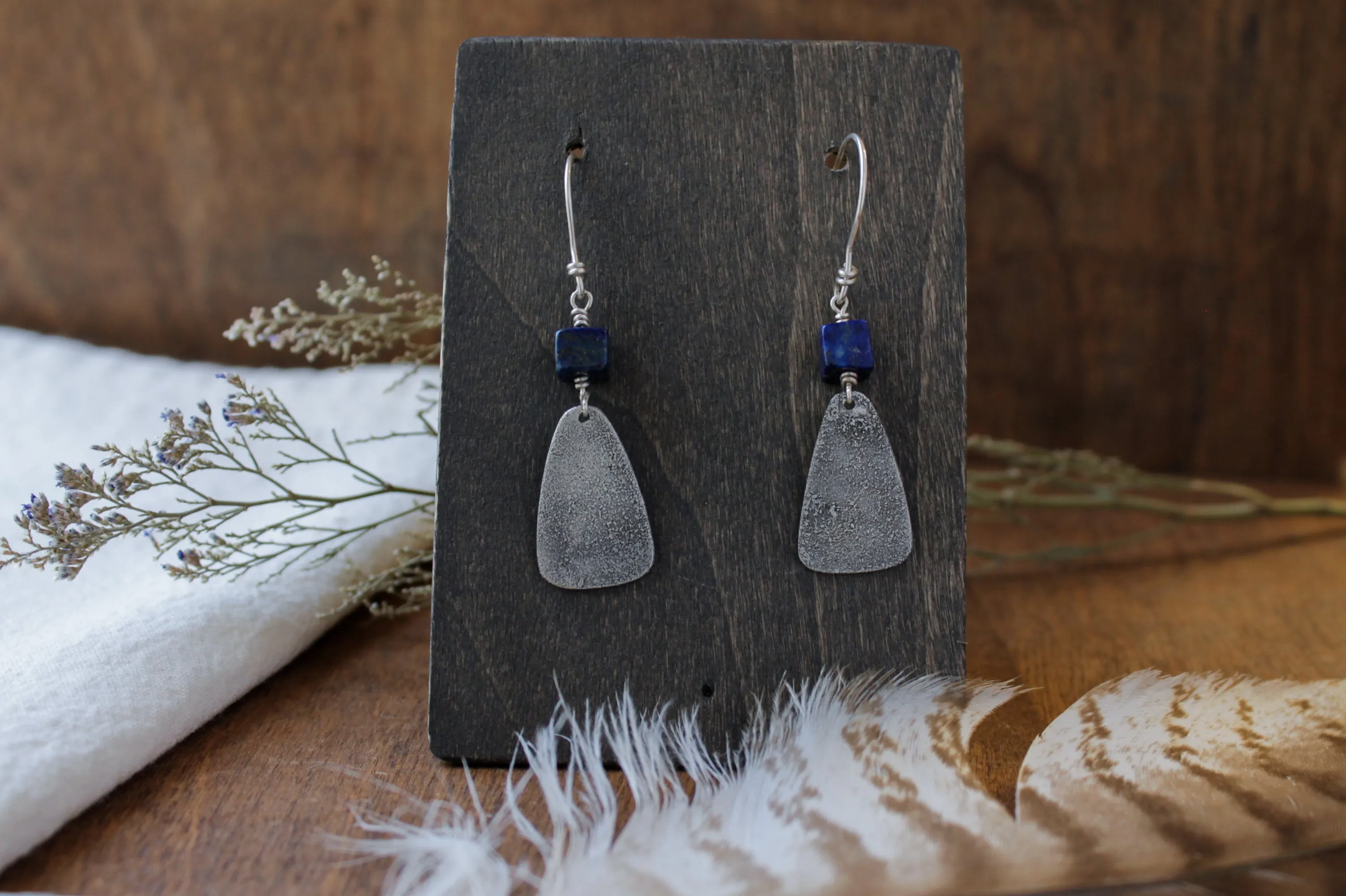 Lapis Lazuli Night Sky Dangle Earrings