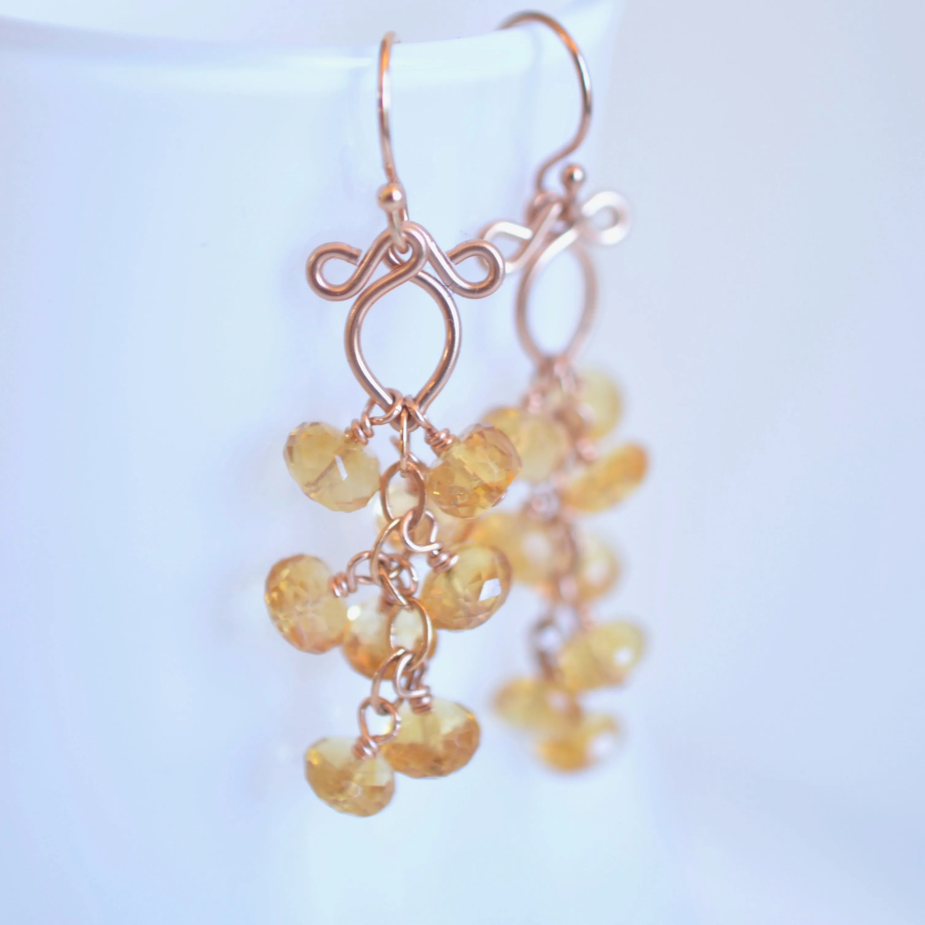 Leyla - Citrine, 14k Rose Gold Filled Earrings