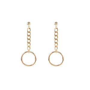 Long Golden Silver Middle Chain Metallic Rings Minimal Earrings