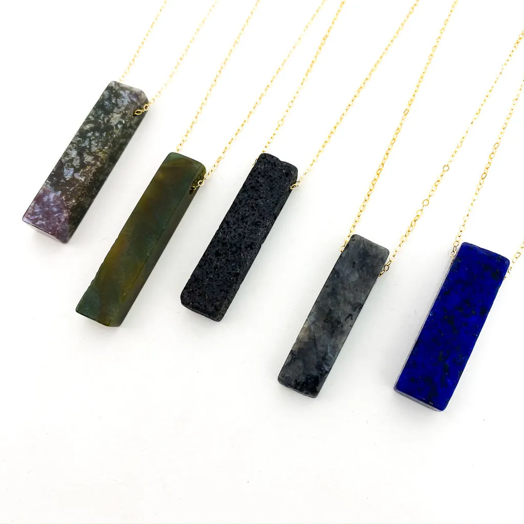 Long Pillar Stone Necklaces - Gold