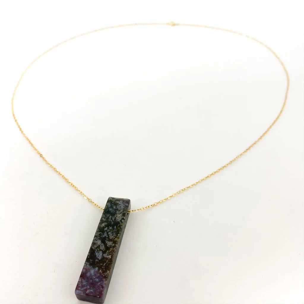 Long Pillar Stone Necklaces - Gold