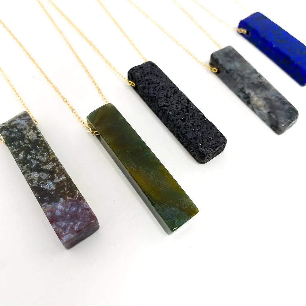 Long Pillar Stone Necklaces - Gold