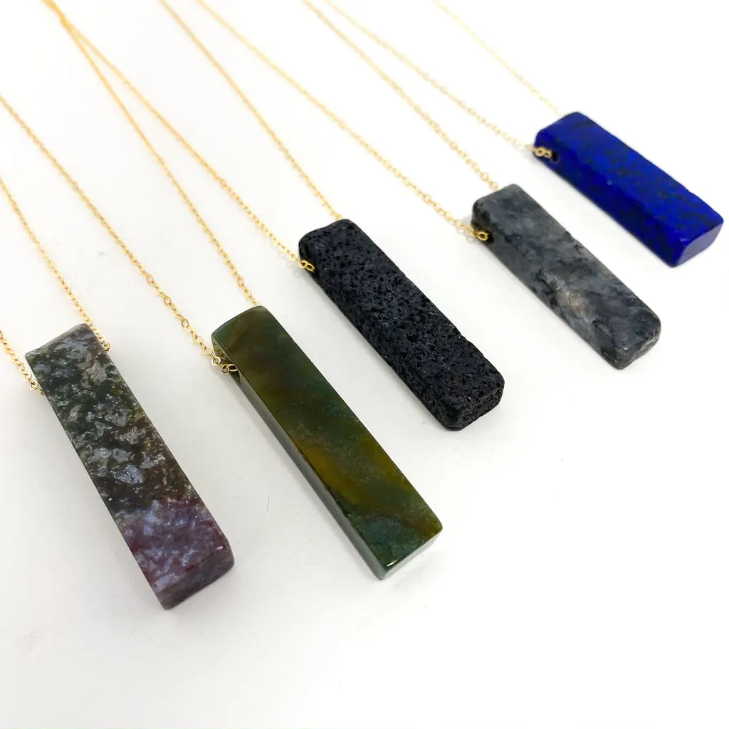 Long Pillar Stone Necklaces - Gold