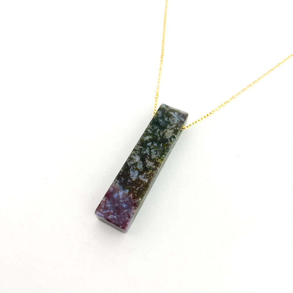 Long Pillar Stone Necklaces - Gold