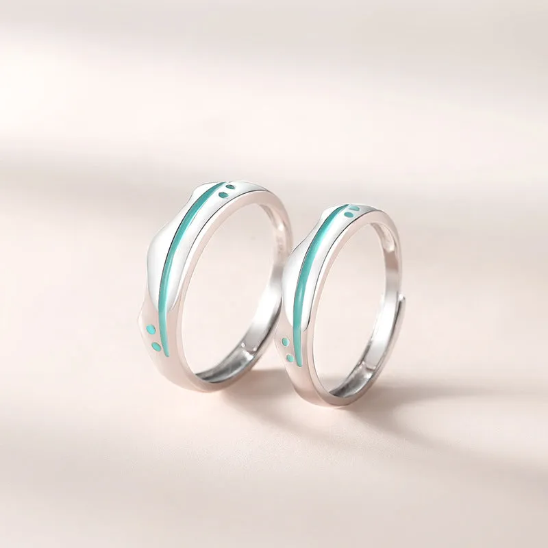 Matching Adjustable Size Couple Rings Set