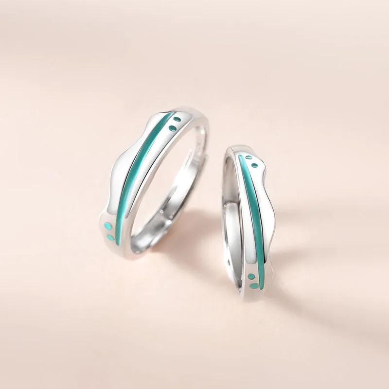 Matching Adjustable Size Couple Rings Set