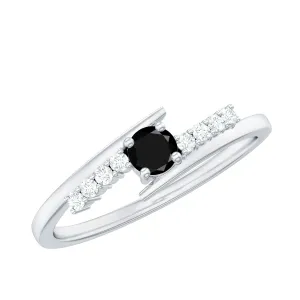 Minimal Black Onyx and Diamond Bypass Promise Ring