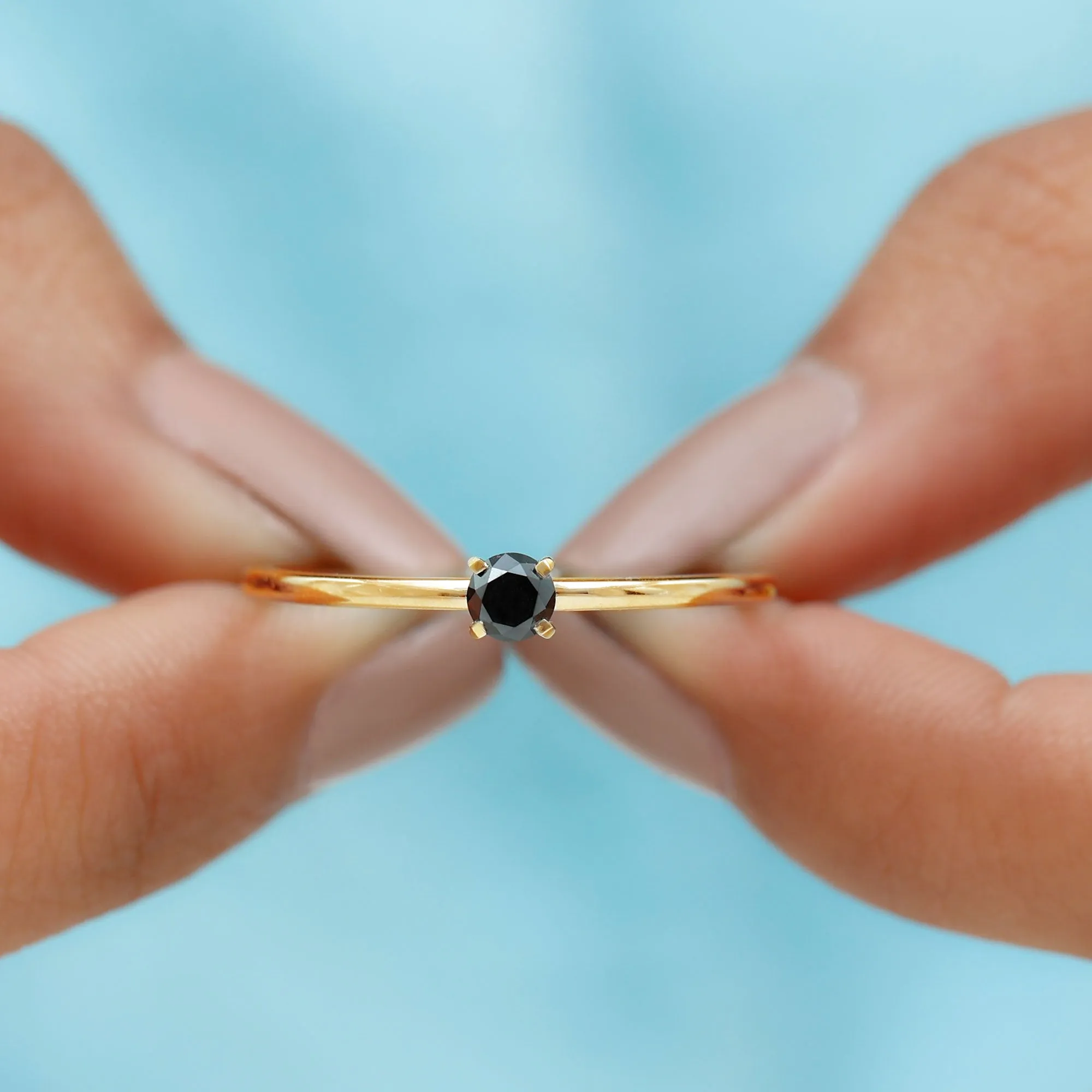 Minimal Black Onyx Solitaire Promise Ring