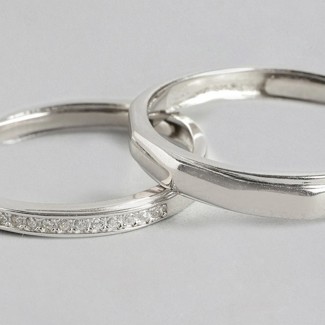 Minimal Couples 925 Silver Rings (Adjustable)