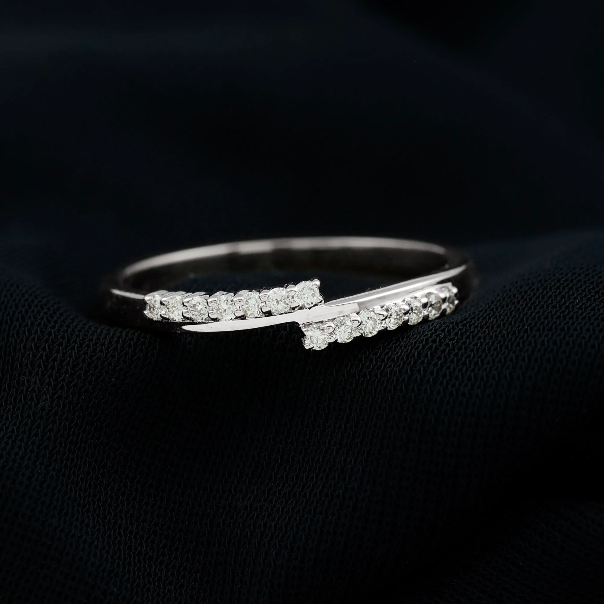 Minimal Diamond Stackable Band Ring in Prong Setting