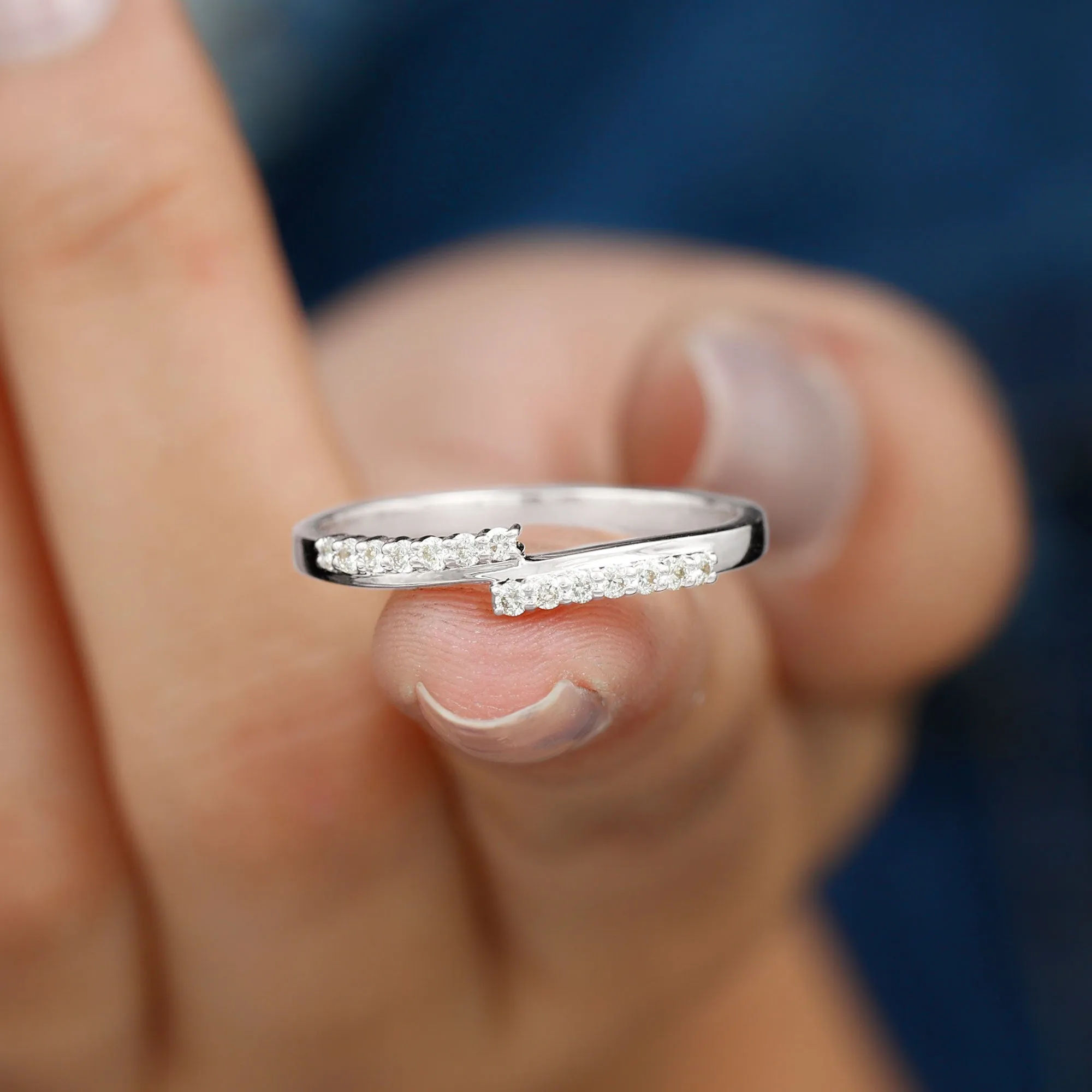 Minimal Diamond Stackable Band Ring in Prong Setting