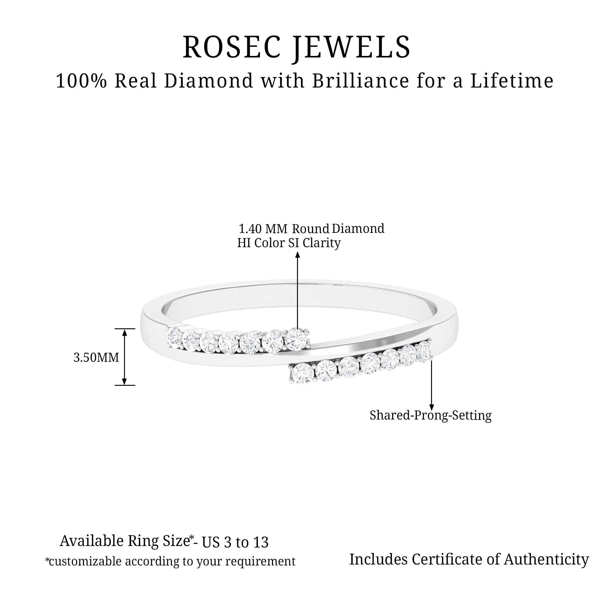 Minimal Diamond Stackable Band Ring in Prong Setting