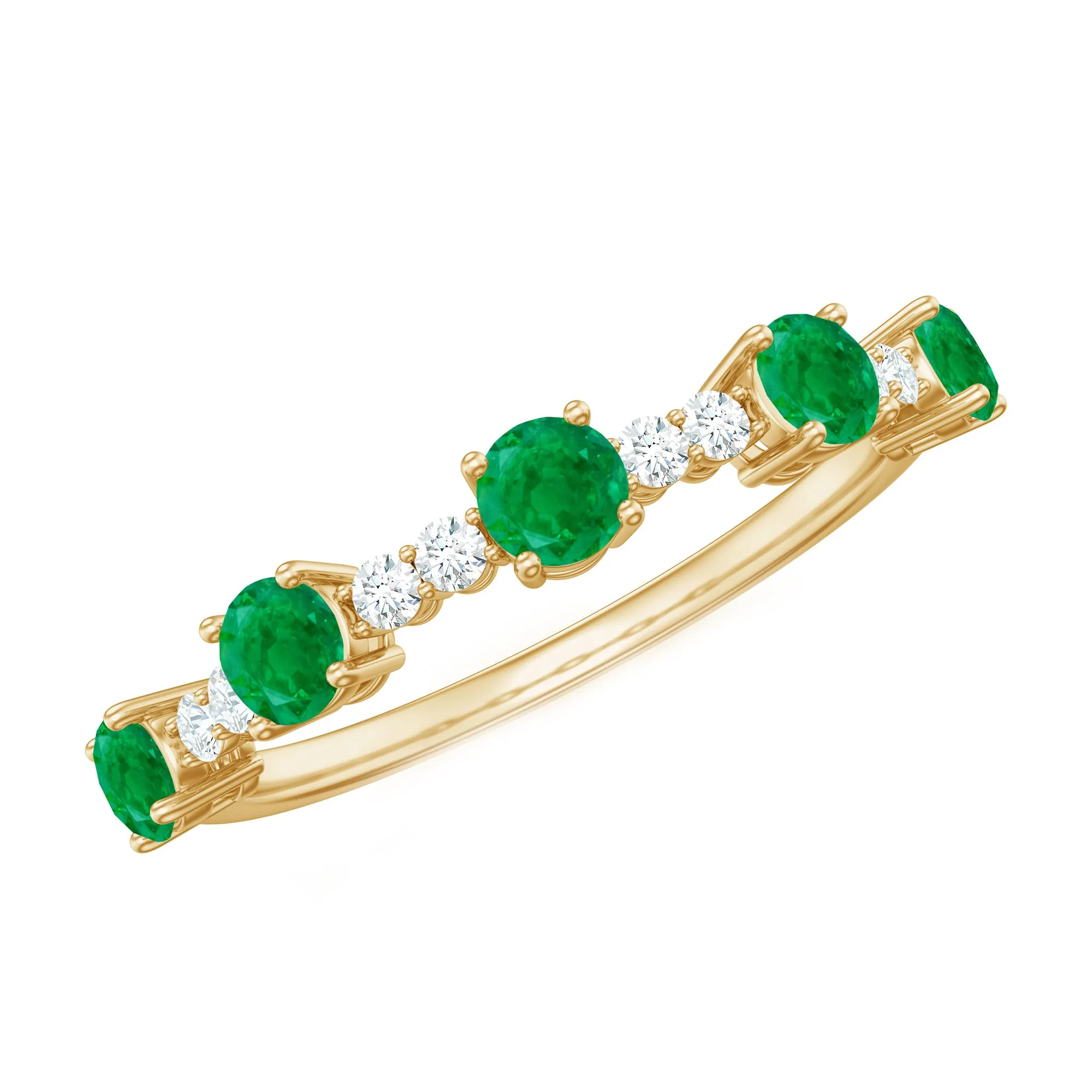 Minimal Emerald and Diamond Stackable Ring