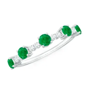 Minimal Emerald and Diamond Stackable Ring