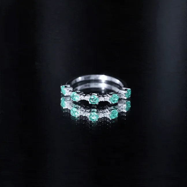 Minimal Emerald and Diamond Stackable Ring