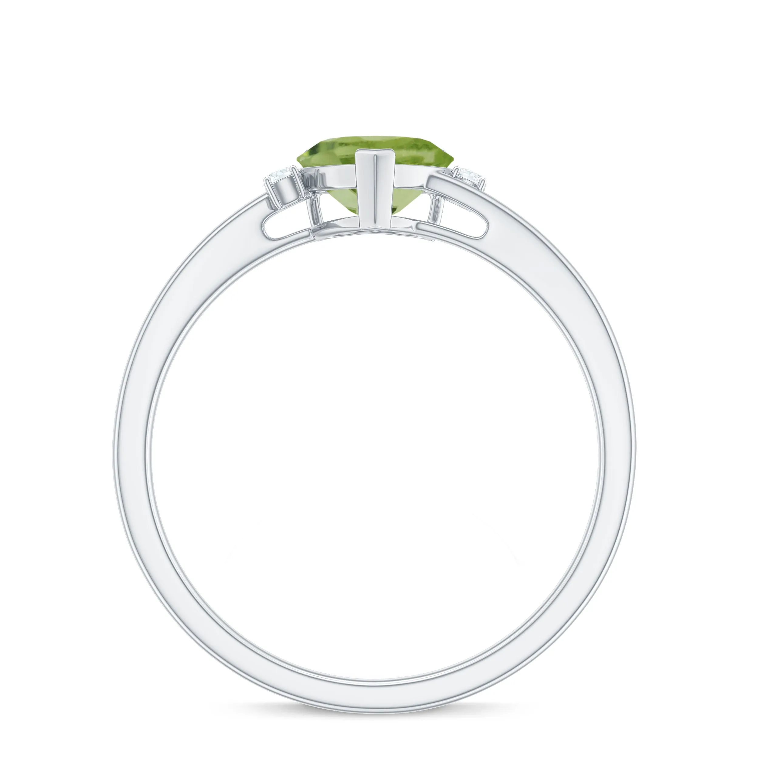 Minimal Peridot Heart Solitaire Promise Ring with Diamond