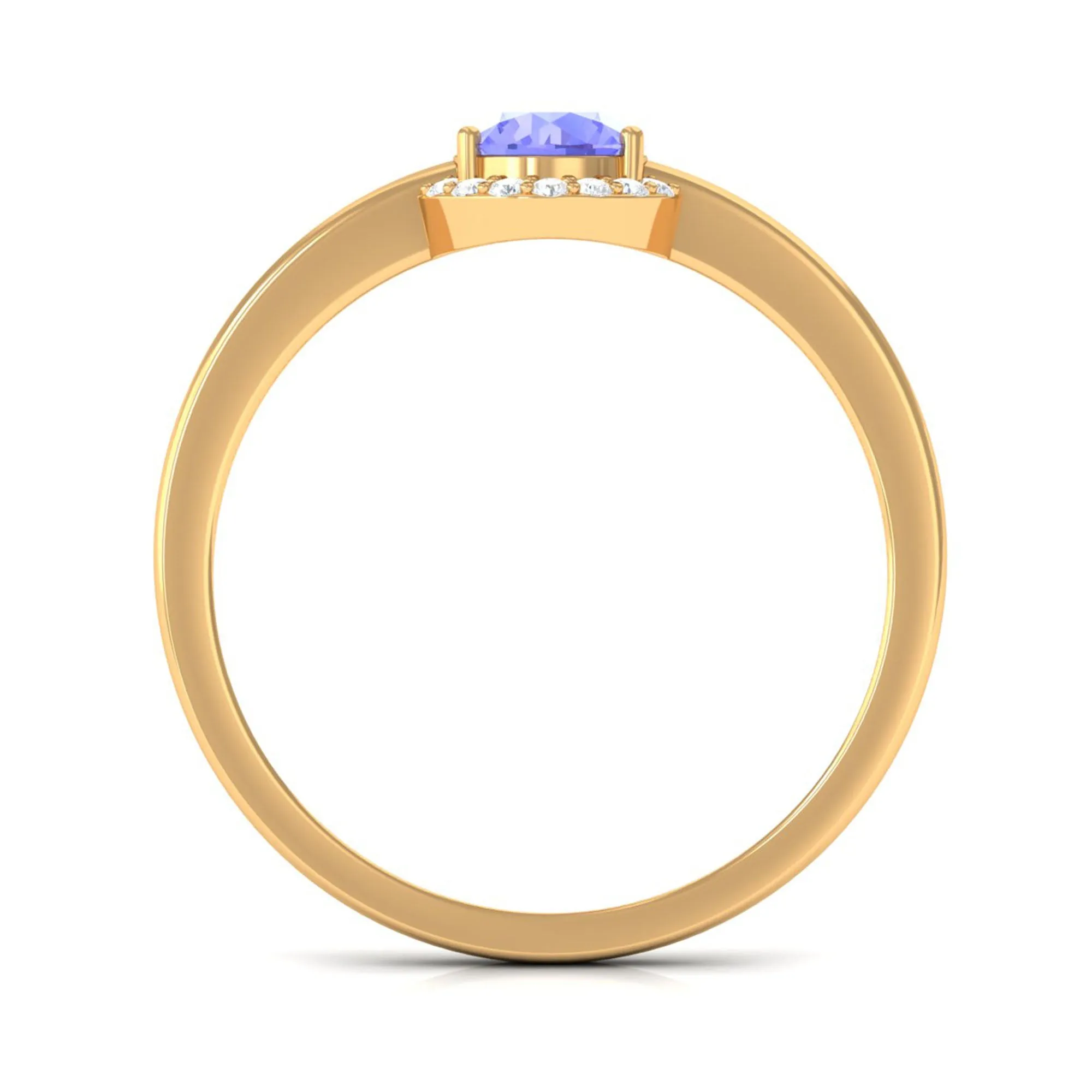 Minimal Round Tanzanite Engagement Ring with Diamond Halo