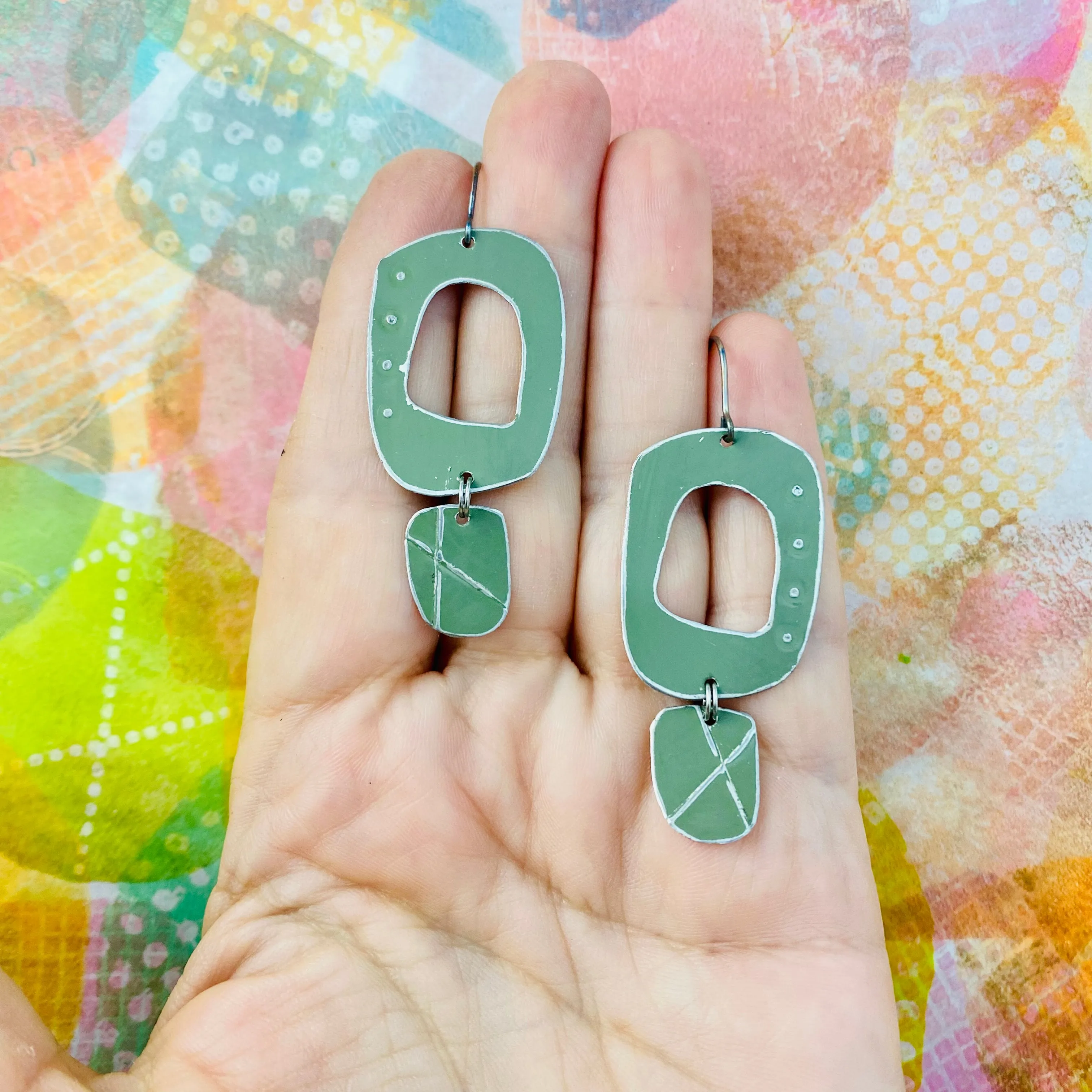 Mod Clay Upcycled Tin Earrings