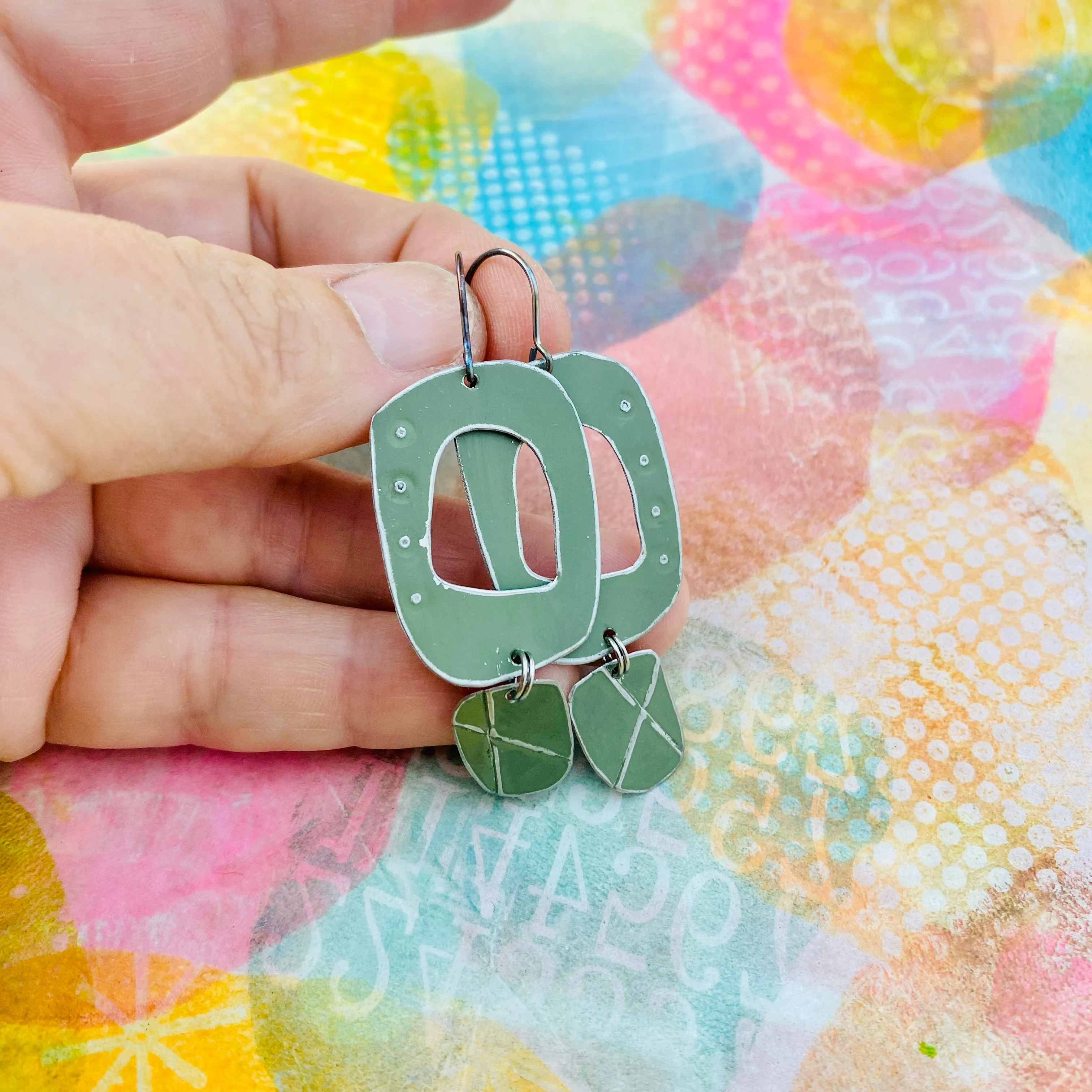 Mod Clay Upcycled Tin Earrings