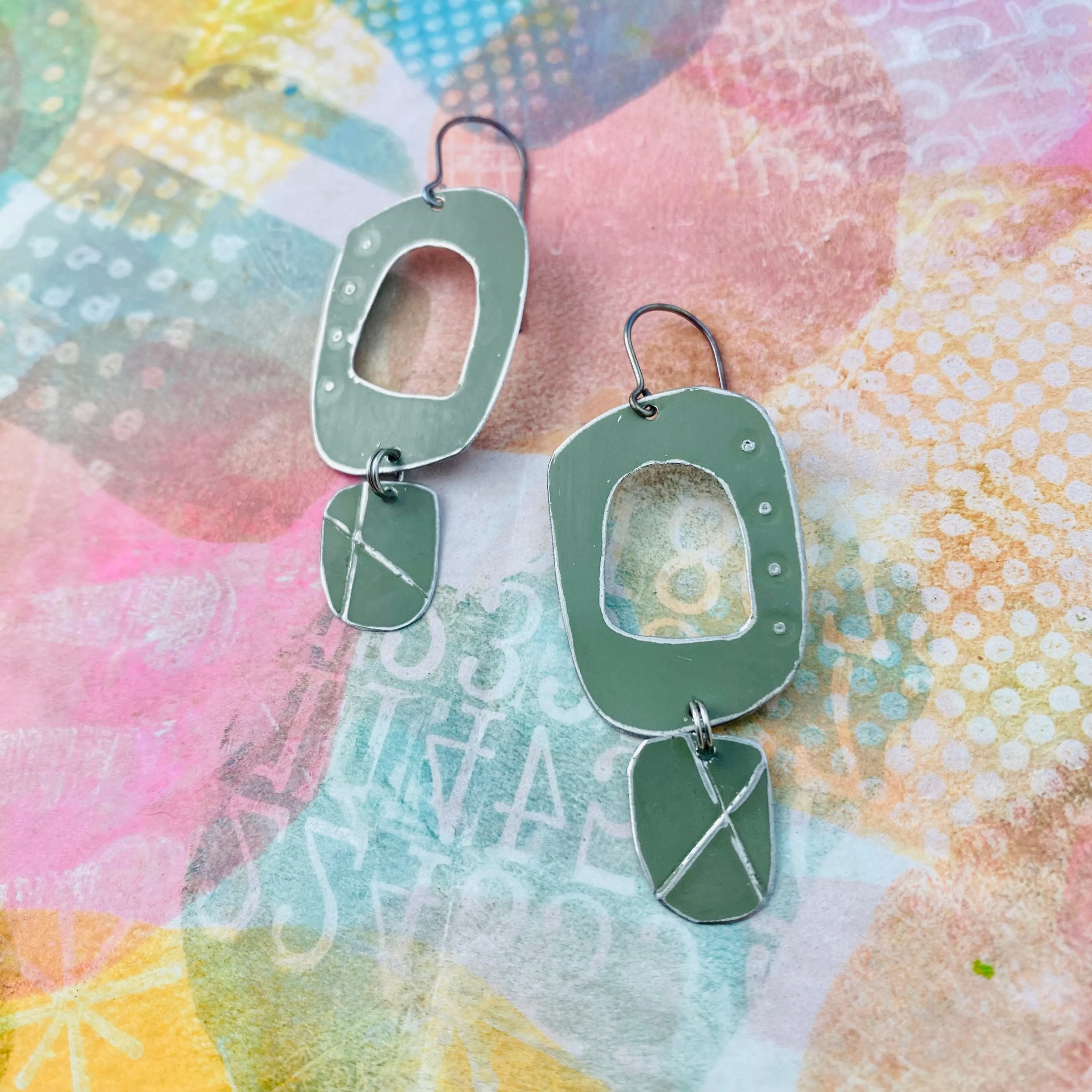 Mod Clay Upcycled Tin Earrings