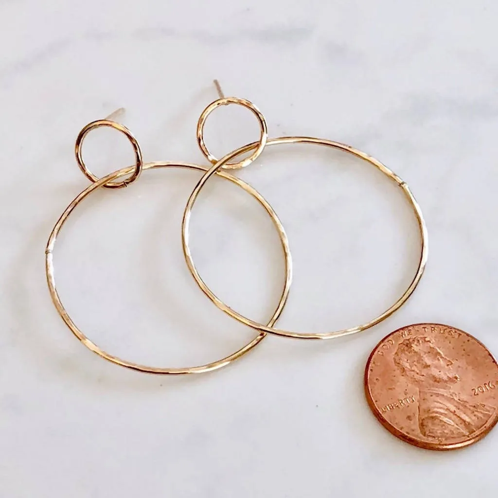 Modern Double Circle Post Earrings - Gold