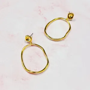 Modern Molten Oval Drop Earrings