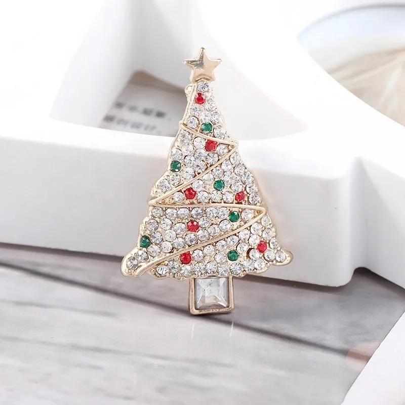 Modern Style Artistic Christmas Tree Alloy Inlay Rhinestones Unisex Brooches