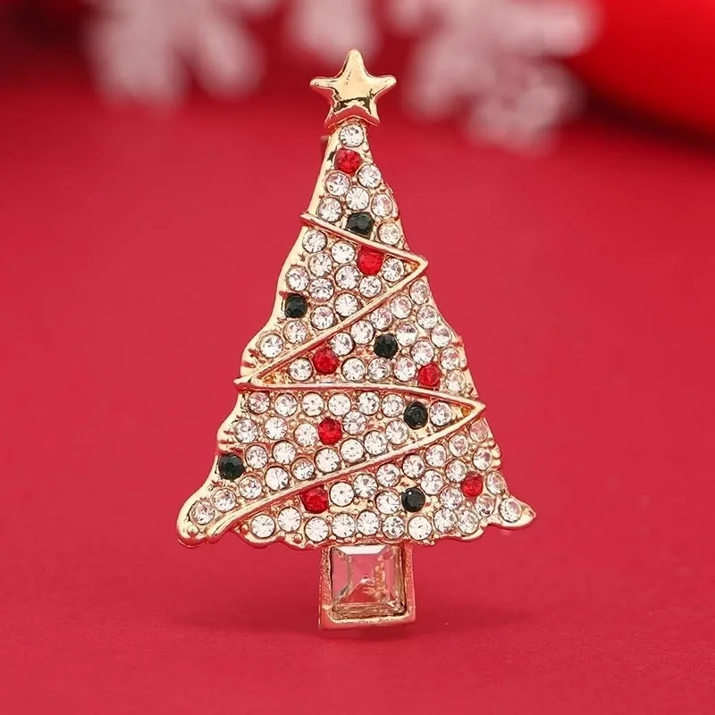 Modern Style Artistic Christmas Tree Alloy Inlay Rhinestones Unisex Brooches