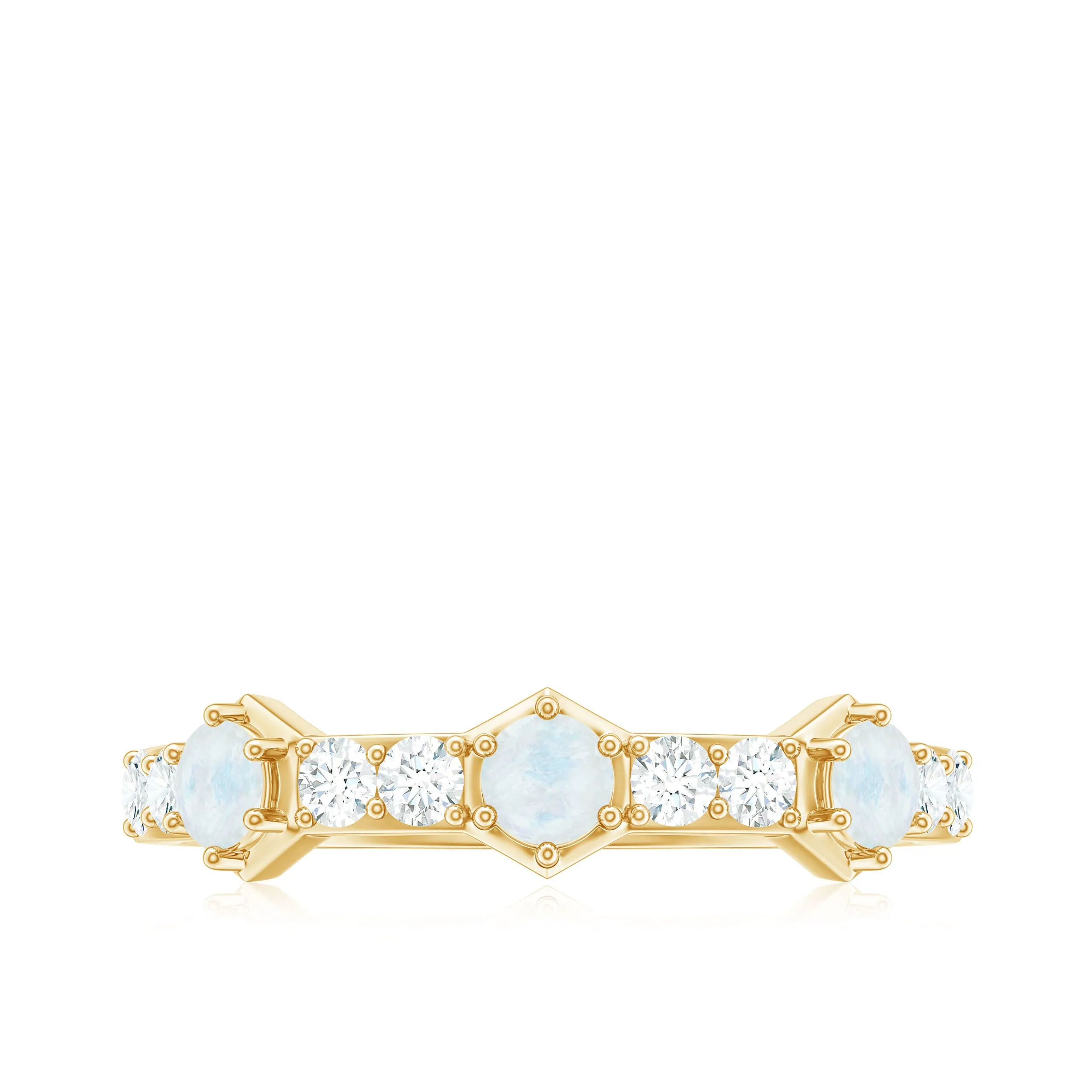 Moonstone and Diamond Minimal Half Eternity Ring