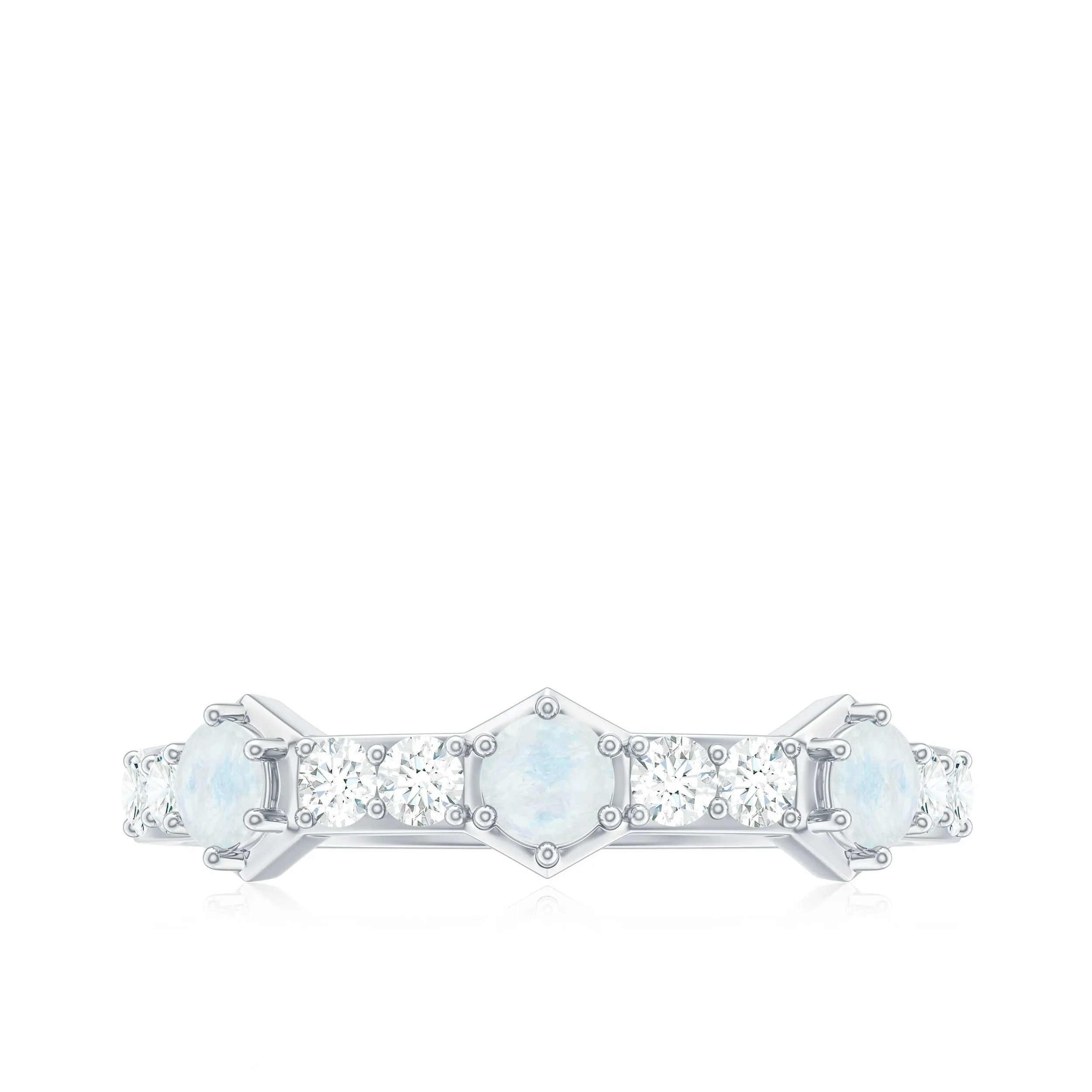 Moonstone and Diamond Minimal Half Eternity Ring