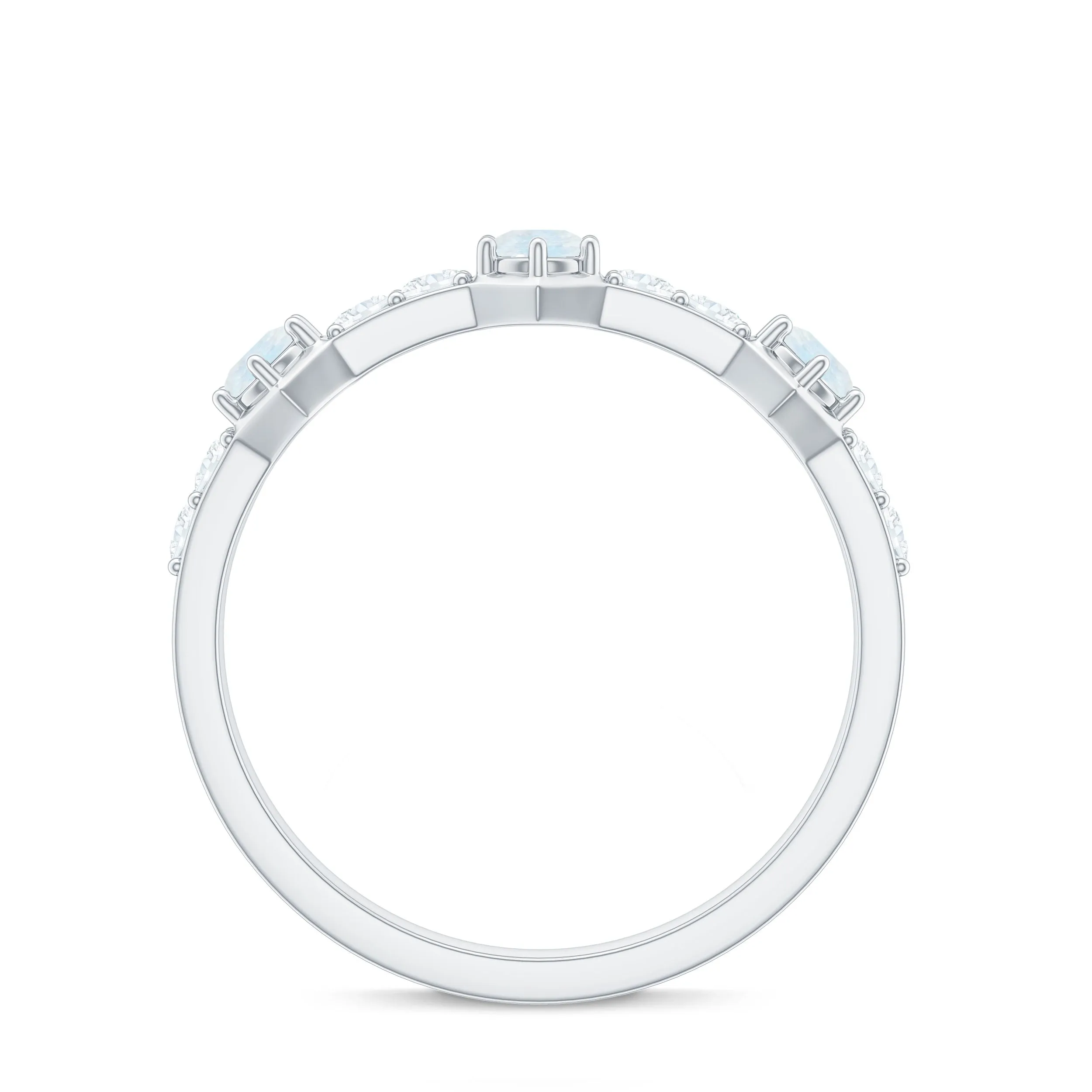 Moonstone and Diamond Minimal Half Eternity Ring