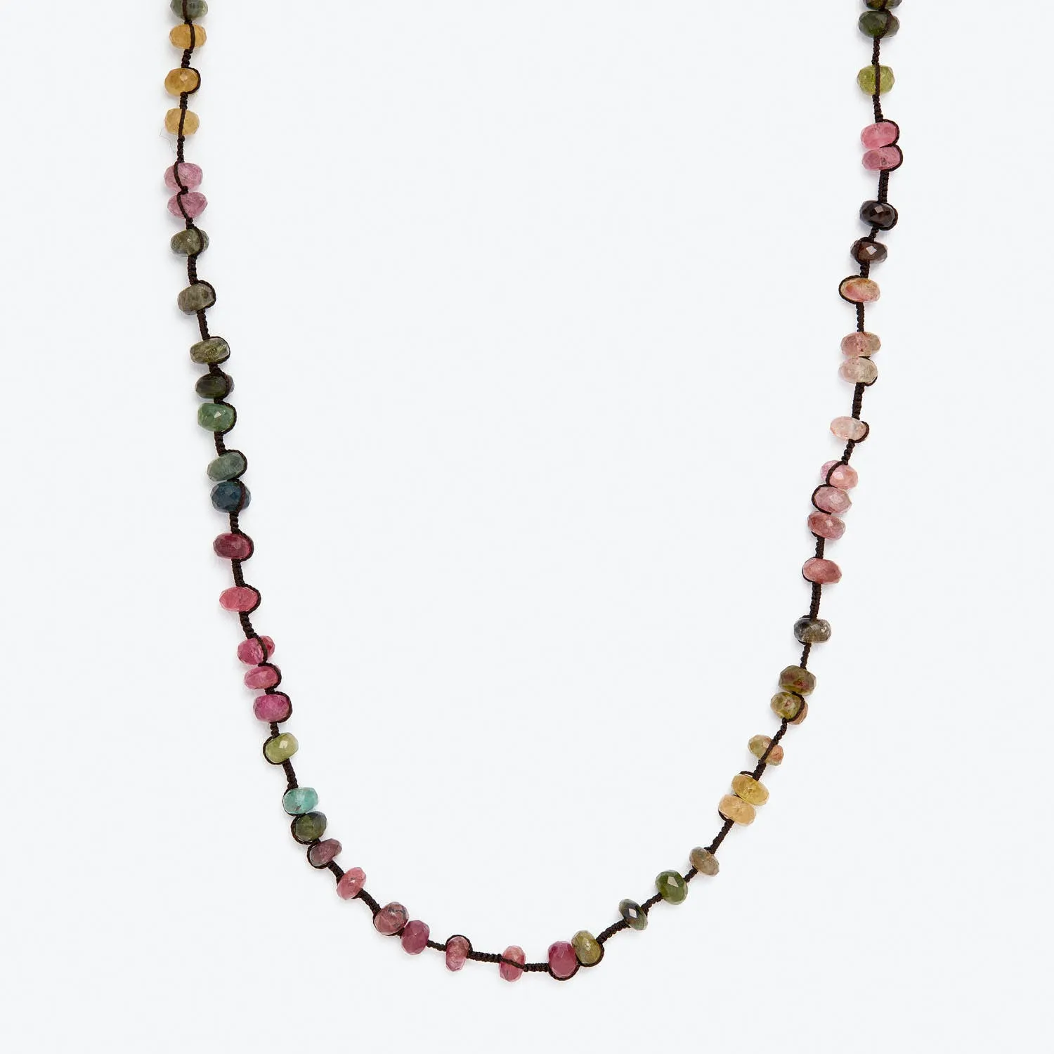 Multicolor Tourmaline Nugget Woven Necklace