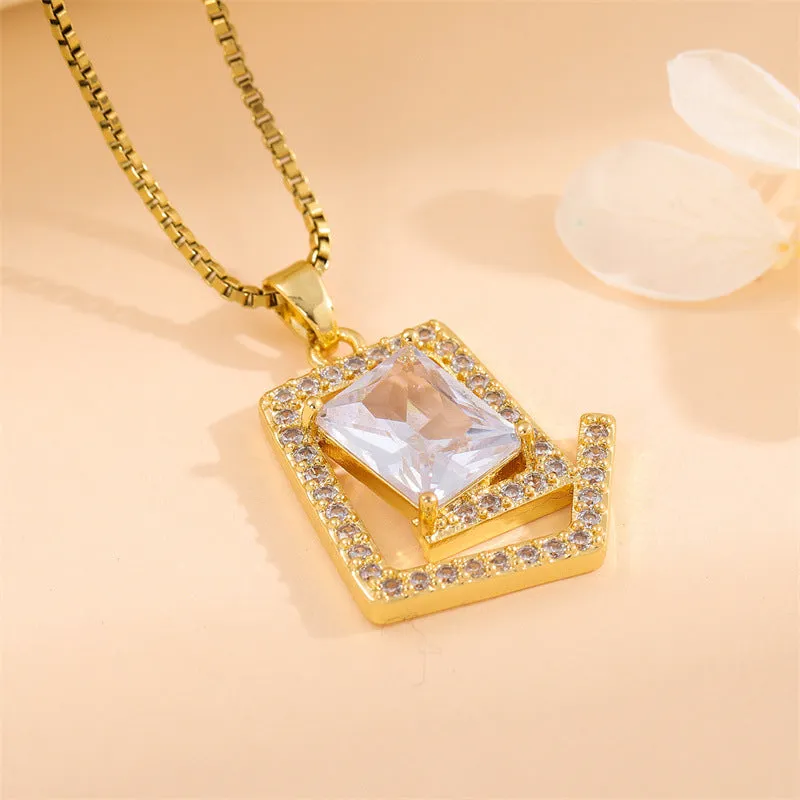 Natural Geometric Square Stainless Steel Electroplating Necklaces