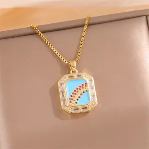 Natural Rainbow Stainless Steel Electroplating Necklaces