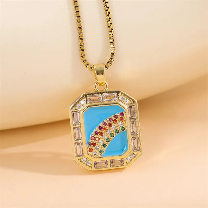 Natural Rainbow Stainless Steel Electroplating Necklaces