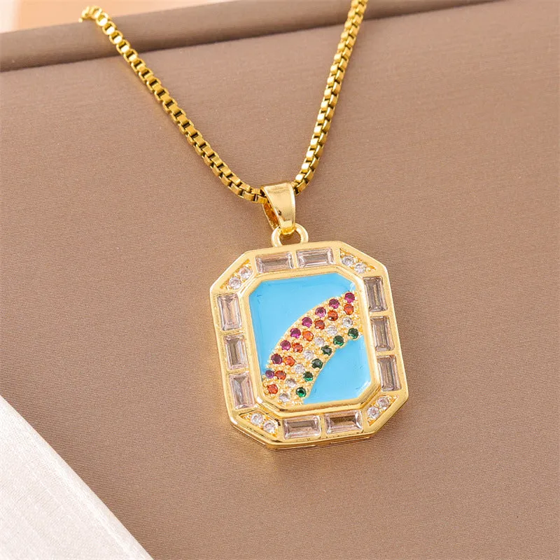 Natural Rainbow Stainless Steel Electroplating Necklaces