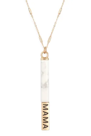 NATURAL STONE MAMA PENDANT BAR NECKLACE