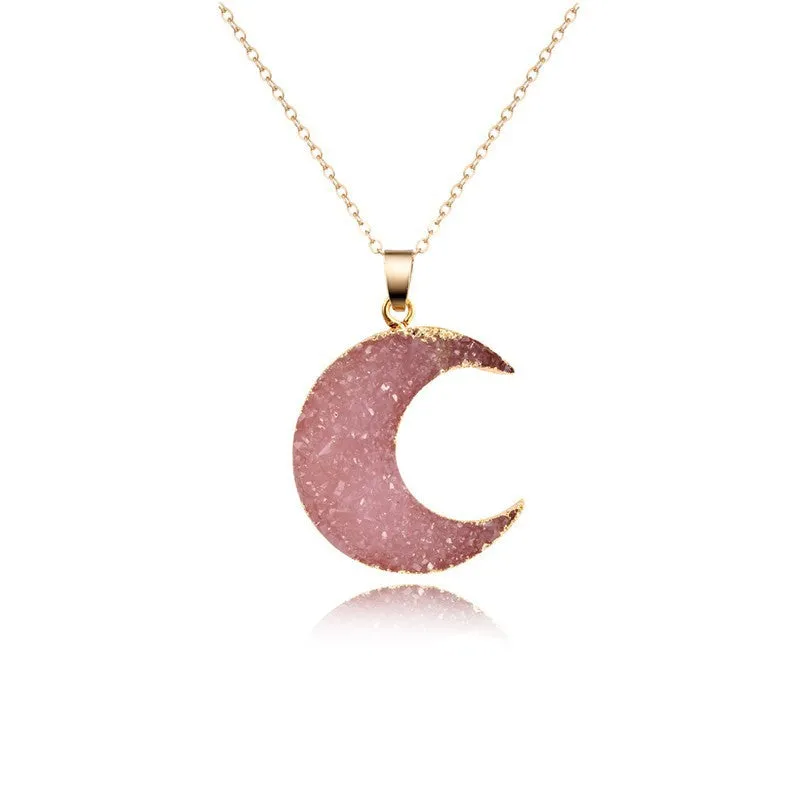 Natural stone moon necklace sweater