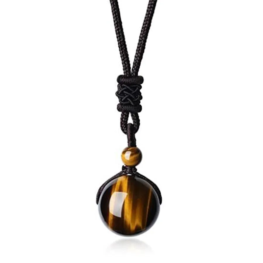 Natural Tiger Eye Stone Pendant Necklace